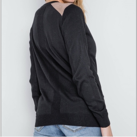 NWT wool blend Black Knit Contrast Shoulder Button down Cardigan - Picture 4 of 4